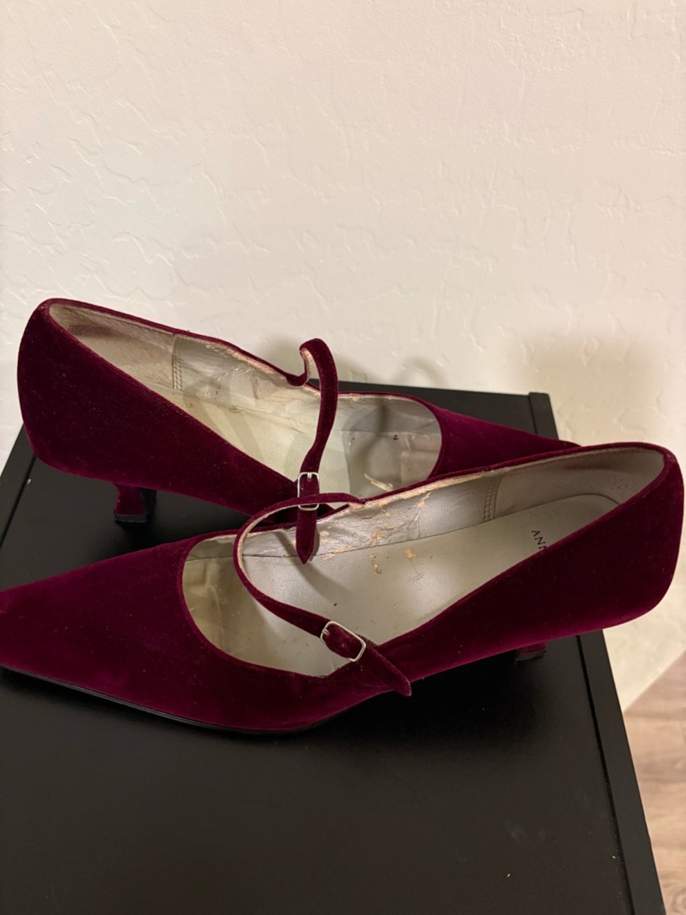Anne Klein Wine Velvet Mary Jane Heels - Picture 5 of 7